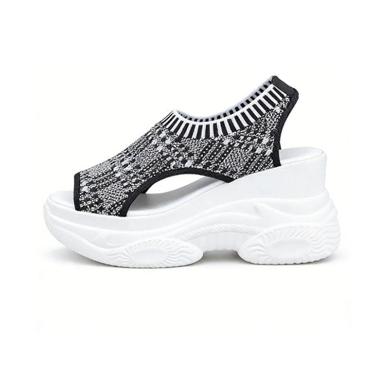 Breathable knit wedge platform shoes with arch support