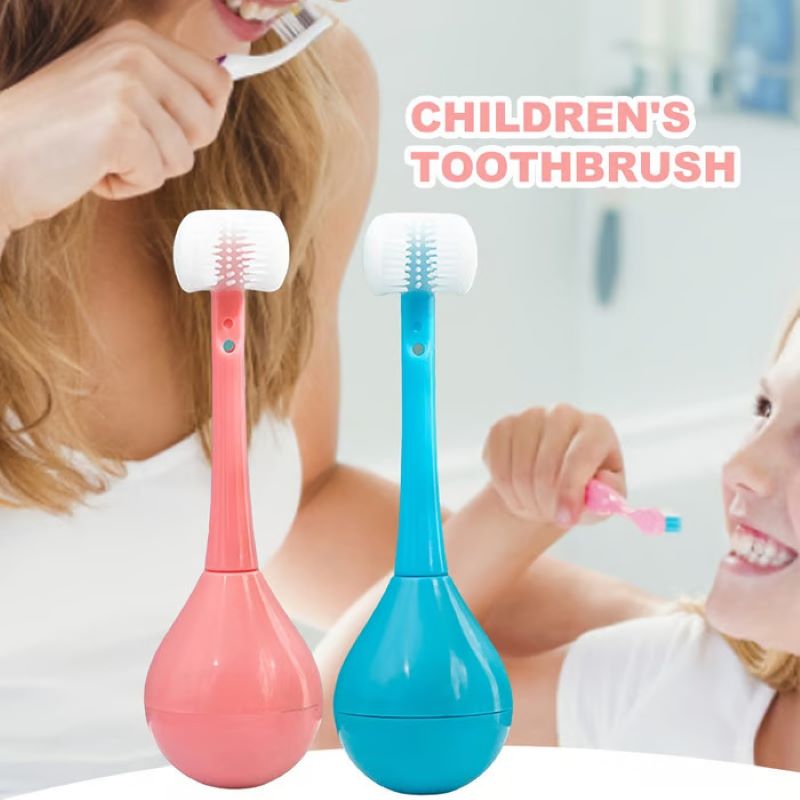 Three-sided tumbler children's toothbrush