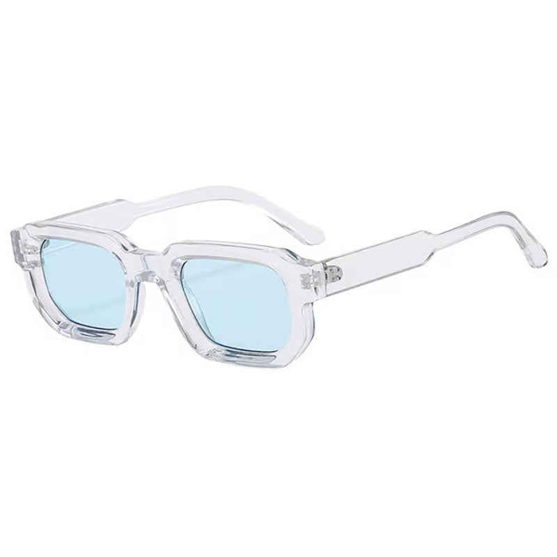 Retro unisex rectangular frame sunglasses with UV400 protection
