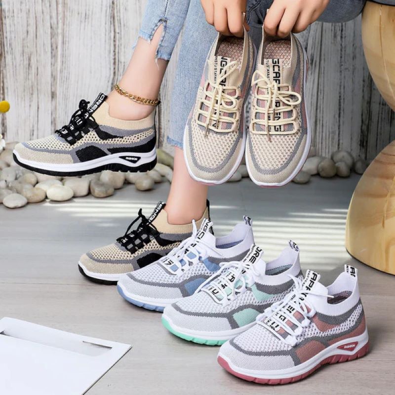 Women's casual shallow lace-up mesh shoes