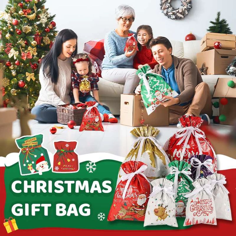 🎅🎁 Christmas gift bag with drawstring