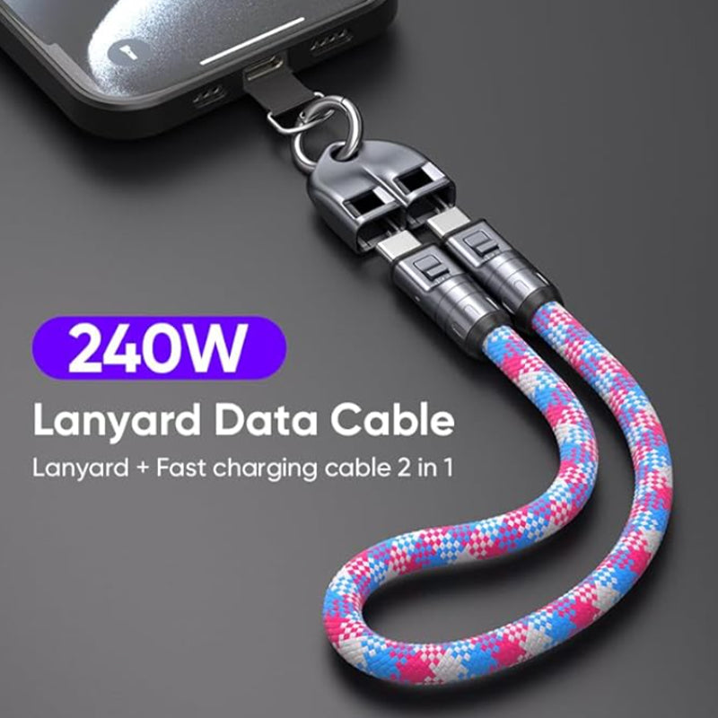 Two-in-one fast charging data cable mobile phone lanyard