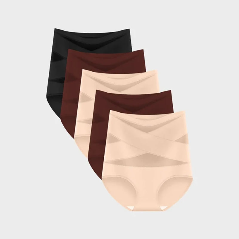 Plus-size high-waisted cross-over shaping underwear