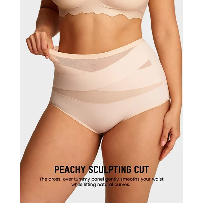 Plus-size high-waisted cross-over shaping underwear