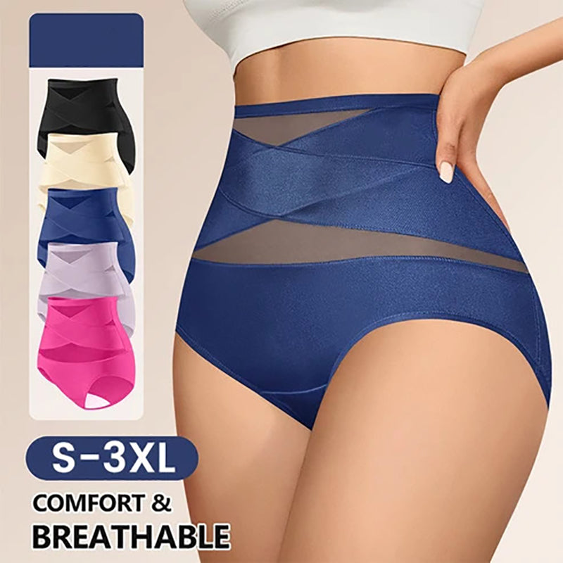 Plus-size high-waisted cross-over shaping underwear