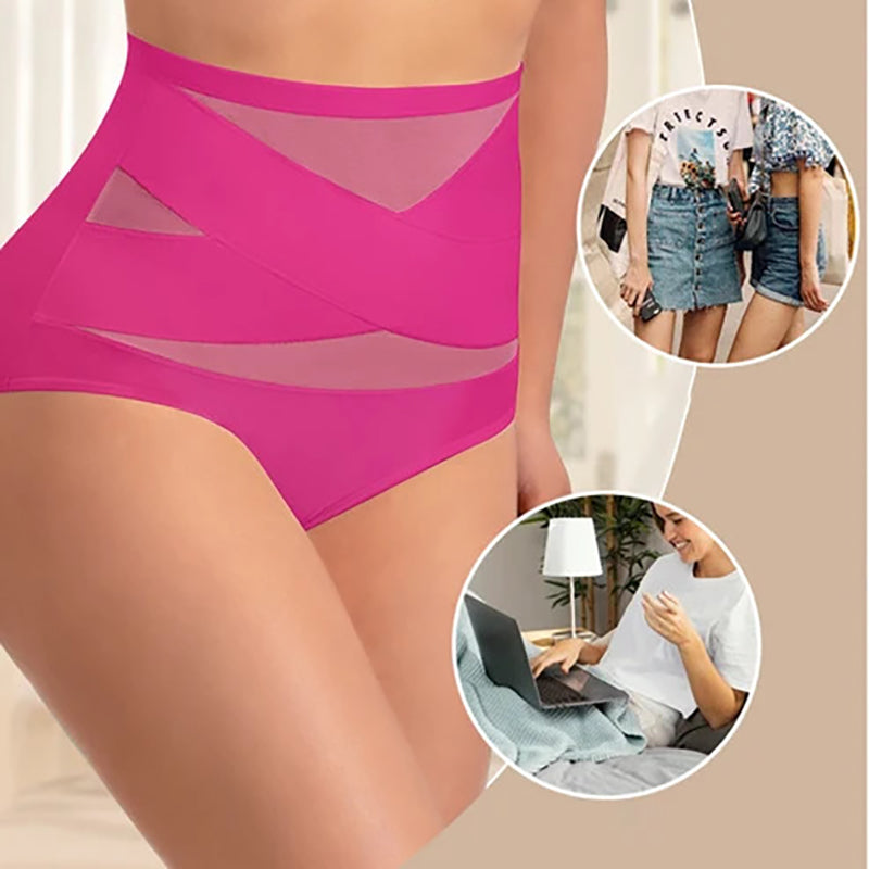 Plus-size high-waisted cross-over shaping underwear