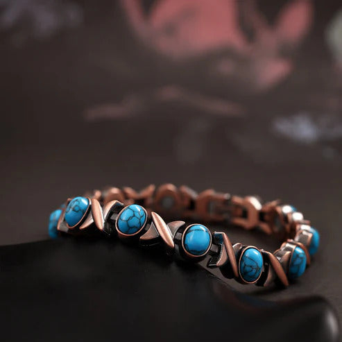 Antique-finish copper-colored magnetic bracelet