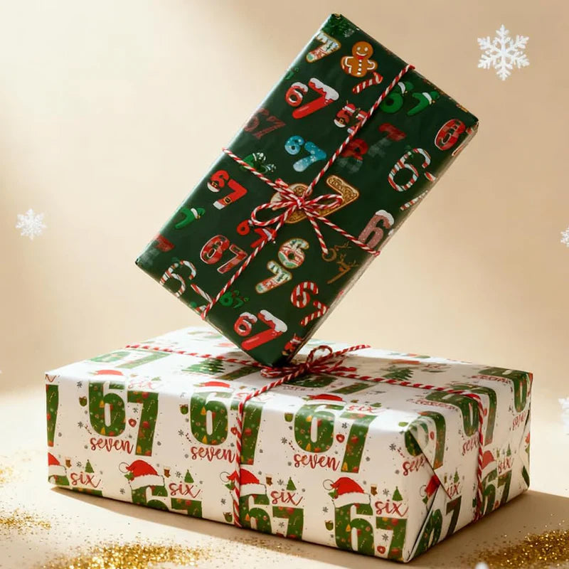 Fun number pattern Christmas gift wrapping paper