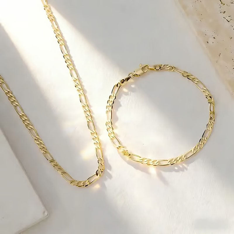 18K Gold Jewelry Two-Piece Set: Bracelet and Necklace