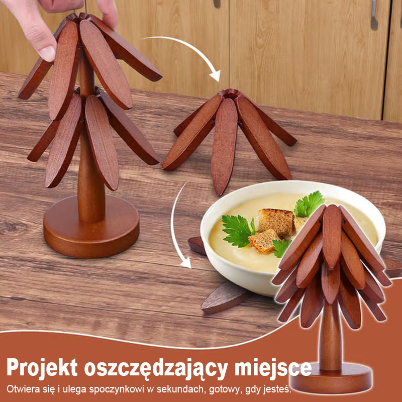 Podstawka pod gorące naczynia z naturalnego drewna, odporna na ciepło