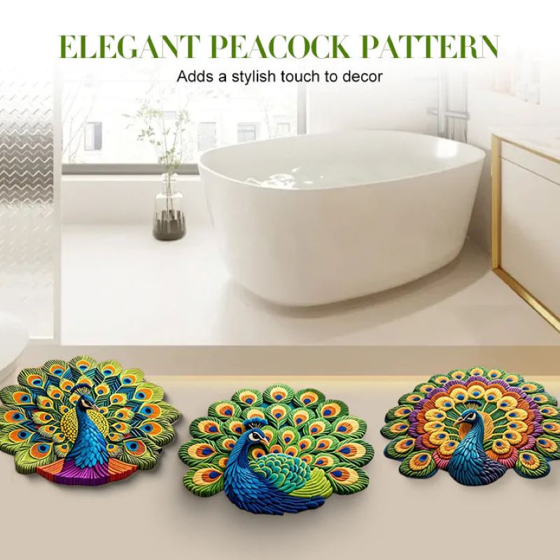 🦚 Quick-drying non-slip peacock floor mat