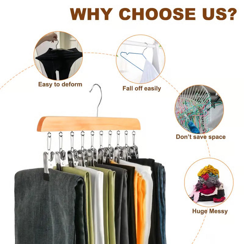 Space-saving multi-hook clothes hanger