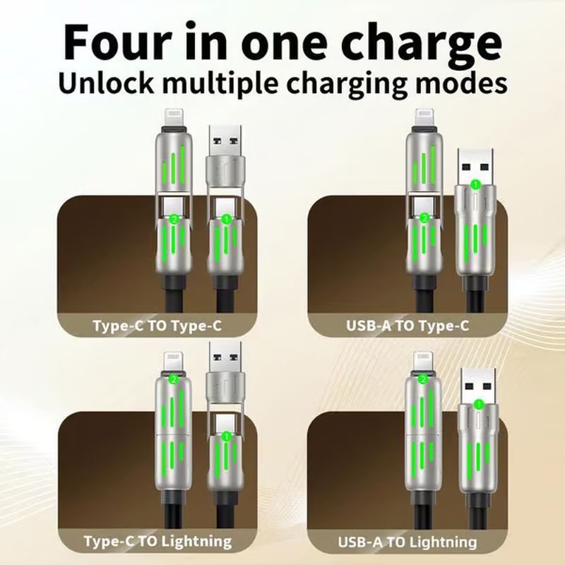 🔥4 in 1 USB Charging Cable MAX 240W Fast Charging🔥