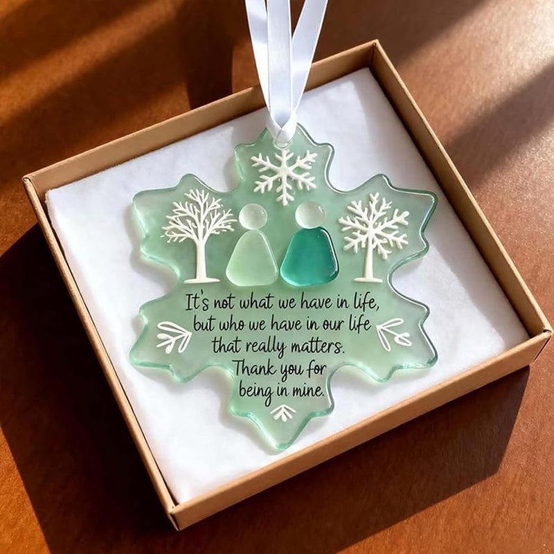 Snowflake-shaped acrylic friendship ornaments