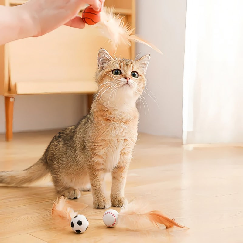 🔥Interactive Bouncy Ball for Cats with Feathers🐱