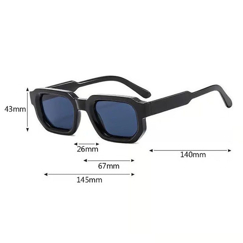 Retro unisex rectangular frame sunglasses with UV400 protection