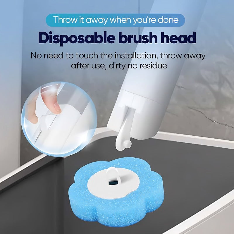 Disposable sponge head toilet brush