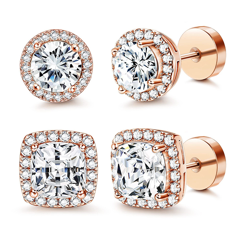 Fresh geometric full diamond earrings set with zircon-Buy 1 Get 1 Free (2 Pairs)
