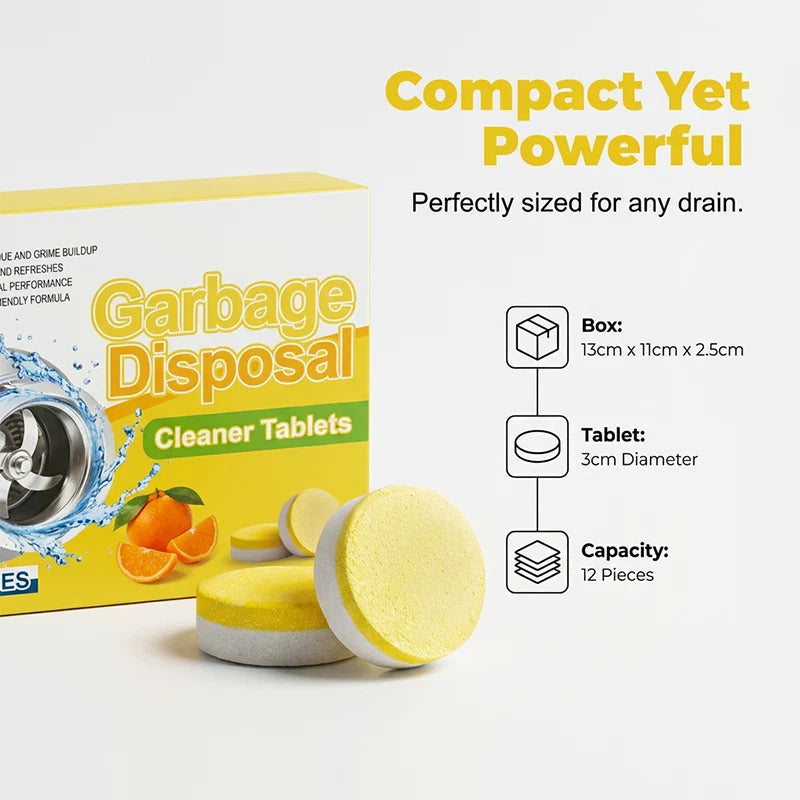 Cleaning and deodorizing tablets for garbage disposal