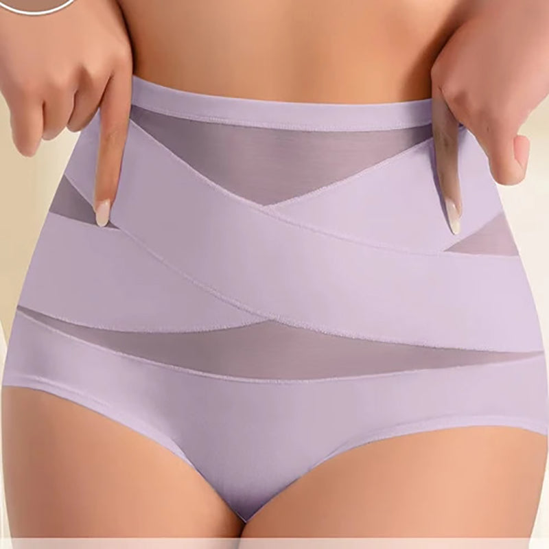 Plus-size high-waisted cross-over shaping underwear