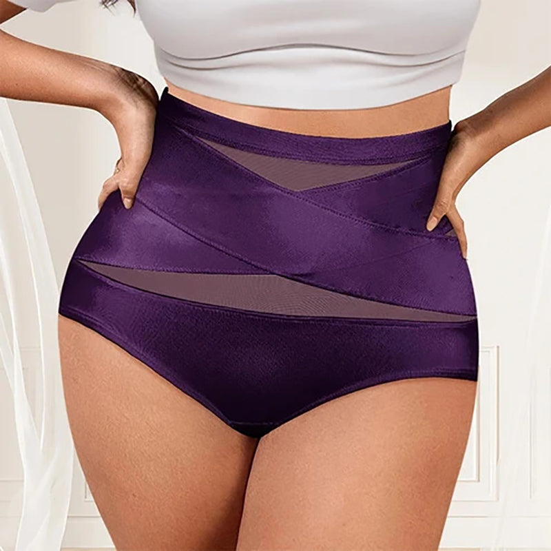 Plus-size high-waisted cross-over shaping underwear