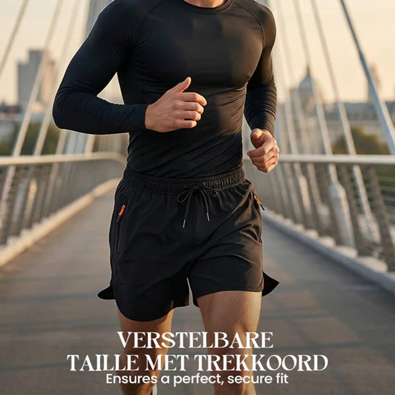 Breathable athletic shorts with zippered pockets