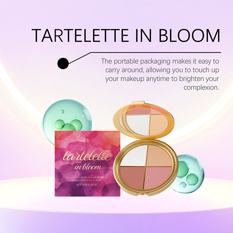 Portable 4-color highlighter eyeshadow and blush palette