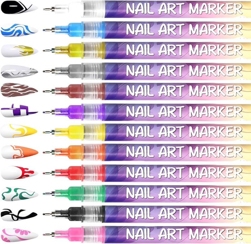 ⏳12 Pcs Colorful Nail Art Pen Set🎨💅
