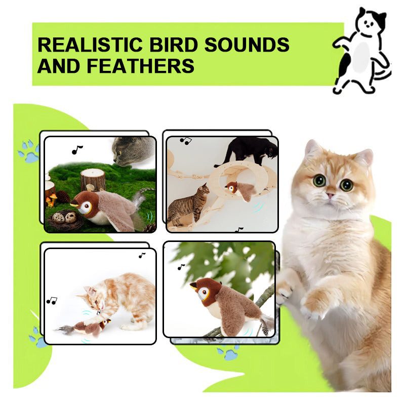 Simulation electric bird cat toy with flapping wings