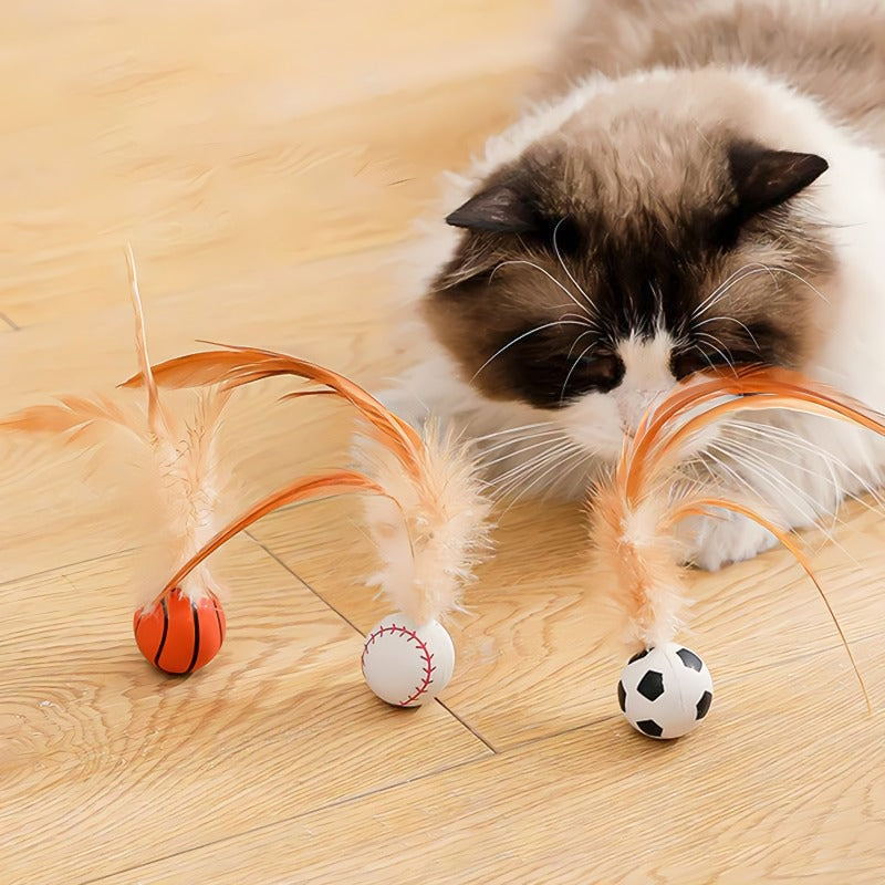 🔥Interactive Bouncy Ball for Cats with Feathers🐱