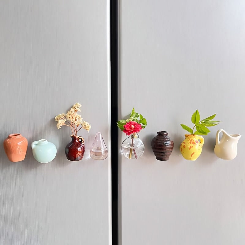 Mini ceramic vase-shaped refrigerator magnets