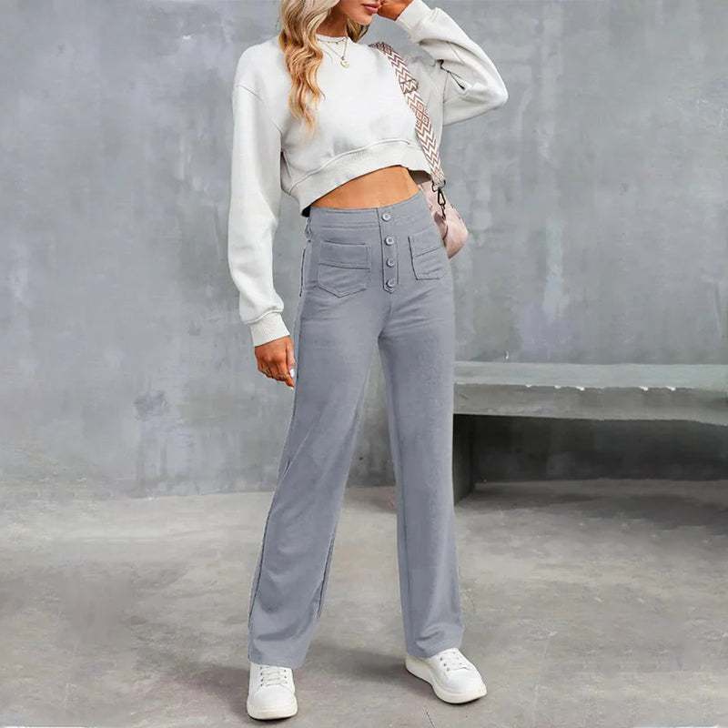 Multi Pocket High Elastic Pants