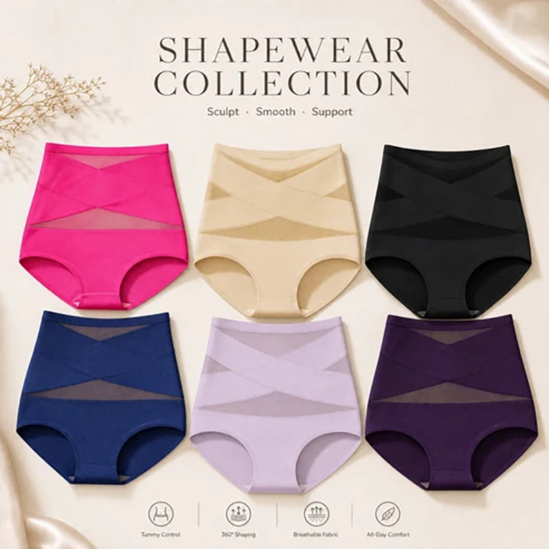 Plus-size high-waisted cross-over shaping underwear