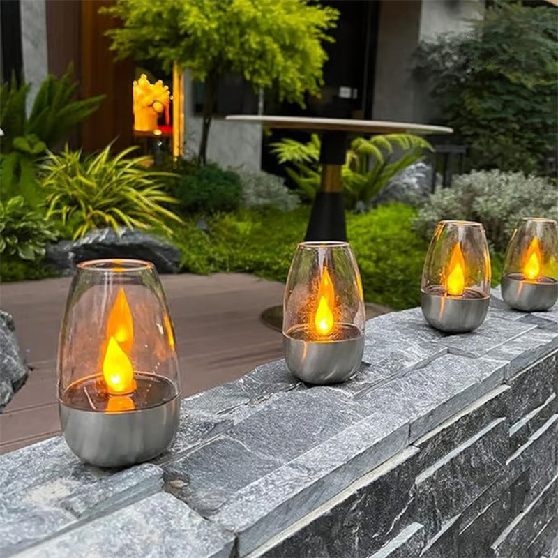 Solar-powered candle wine glass lamp
