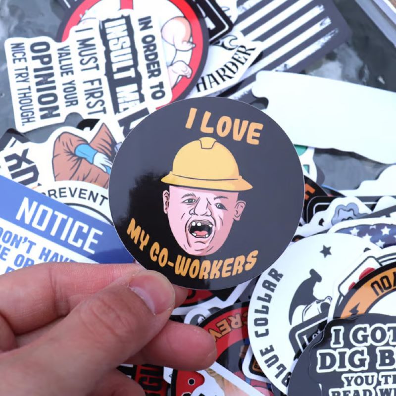 🔥🔥150 Pcs blue collar funny stickers👷‍♂️