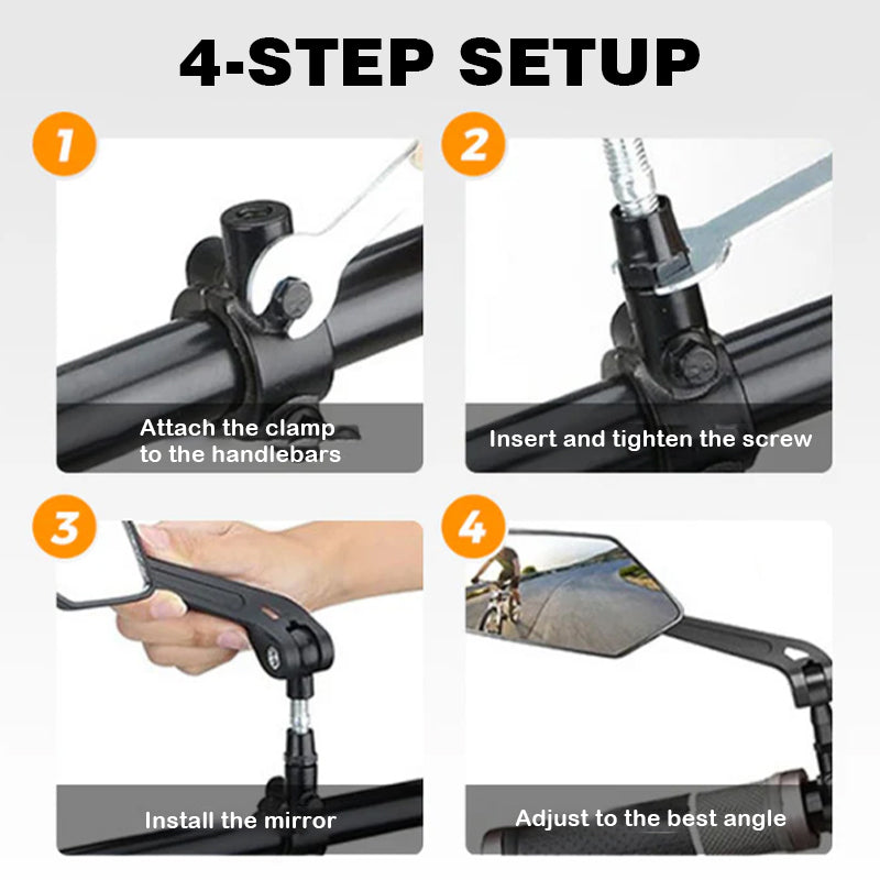 360° rotatable and adjustable bicycle rearview mirror