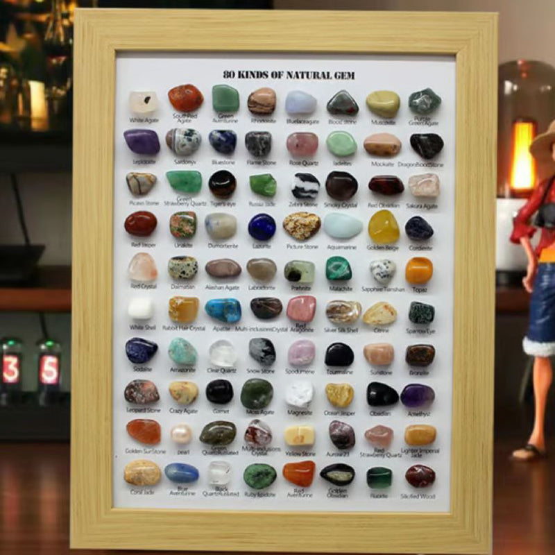 80 Mineral Specimens Framed Box