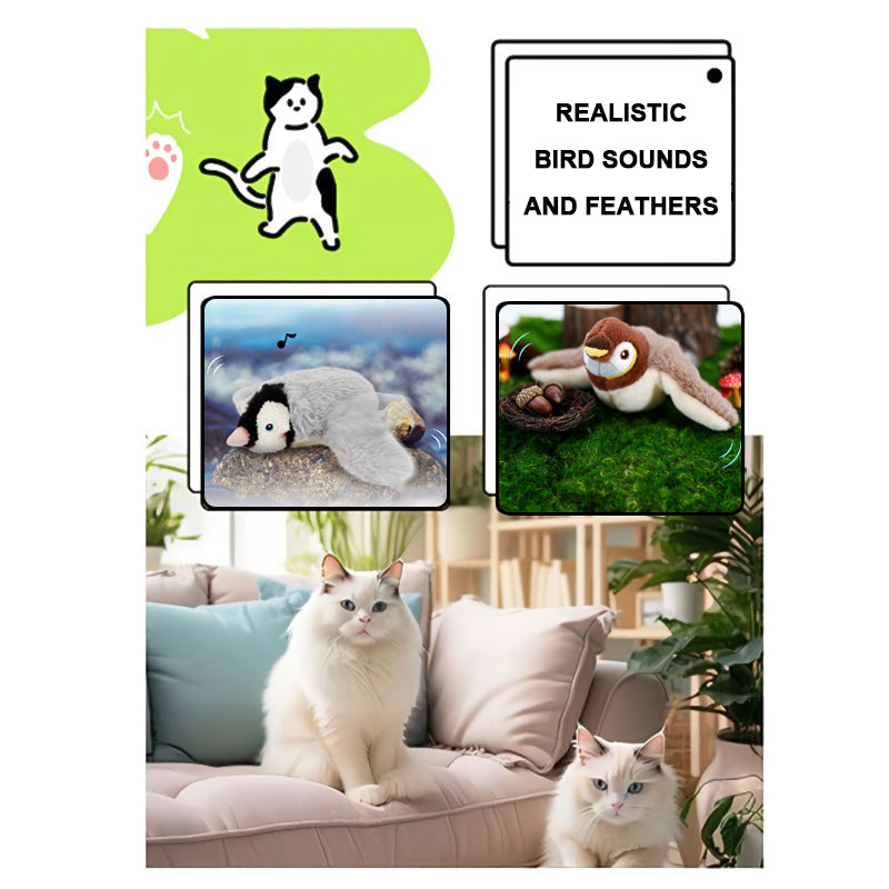 Simulation electric bird cat toy with flapping wings