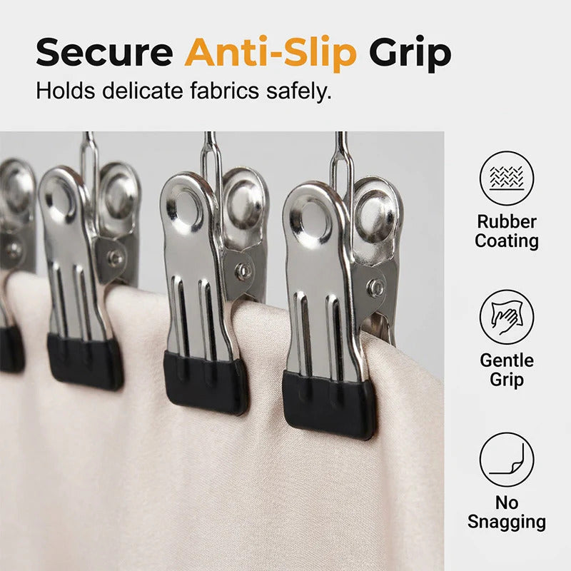 Wooden multi-clip hanger for wardrobe storage