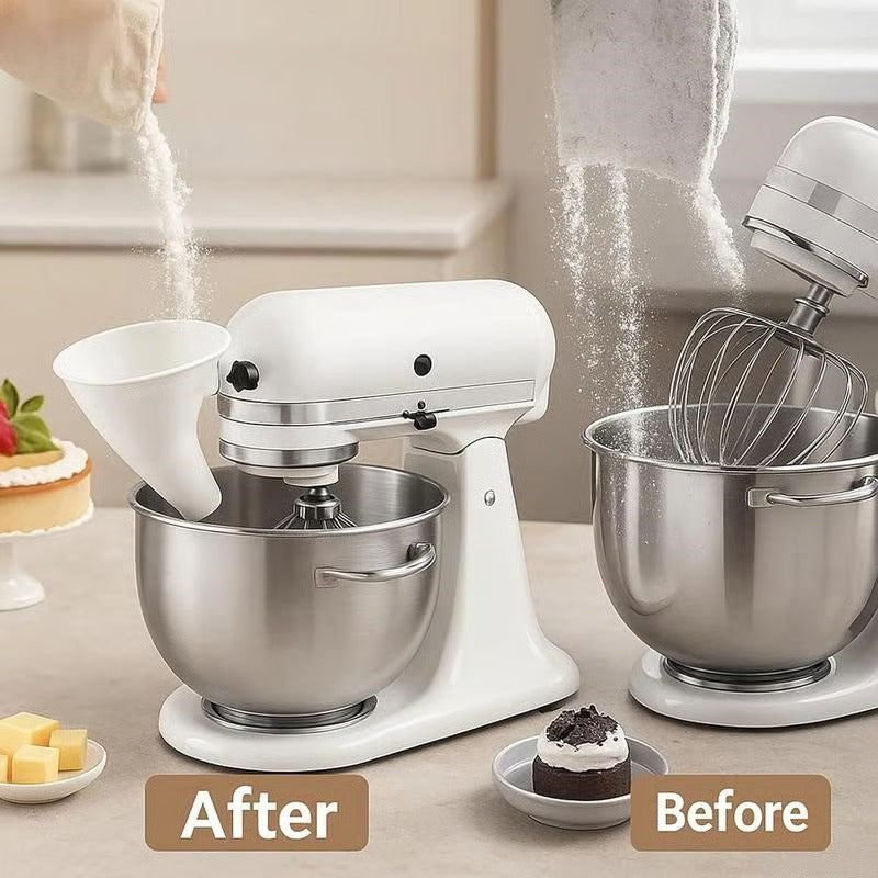 Flour hopper for a vertical mixer