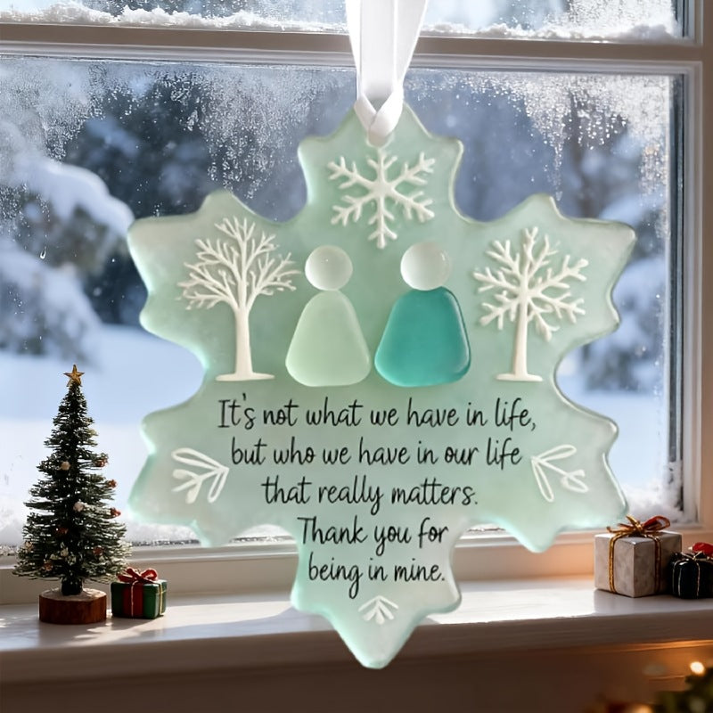 Snowflake-shaped acrylic friendship ornaments