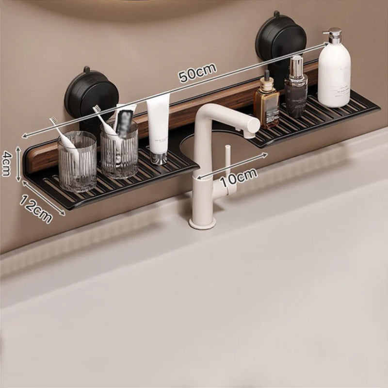 Walnut Suction Cup Bathroom Shelf