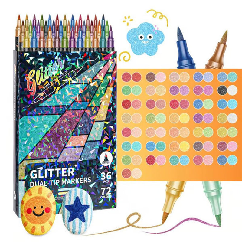 Double-ended pen with fine glitter