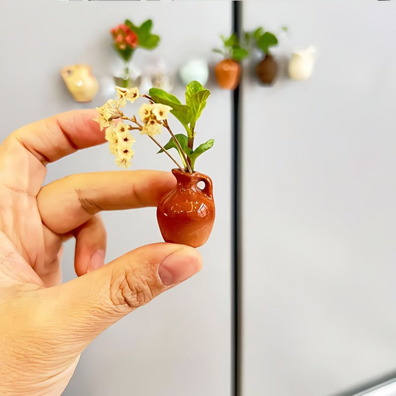 Mini ceramic vase-shaped refrigerator magnets