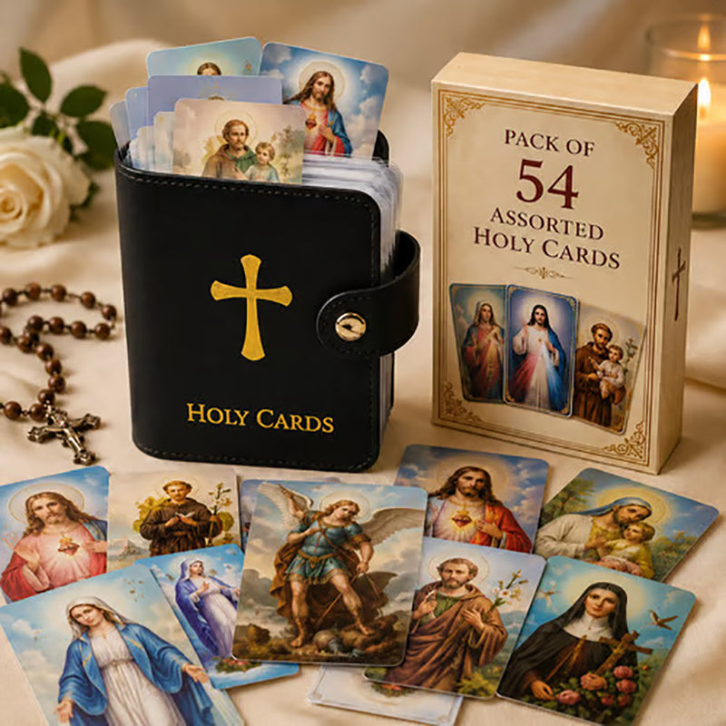 Catholic Leather Card Holder – Pocket-Style Prayer Card Holder with Button