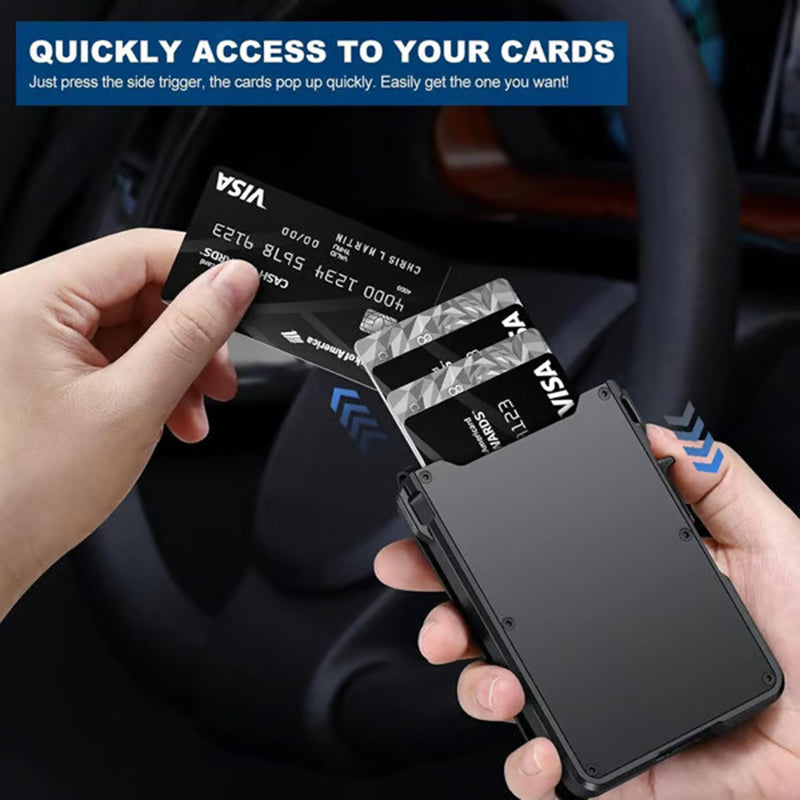 RFID folding leather carbon fiber card holder