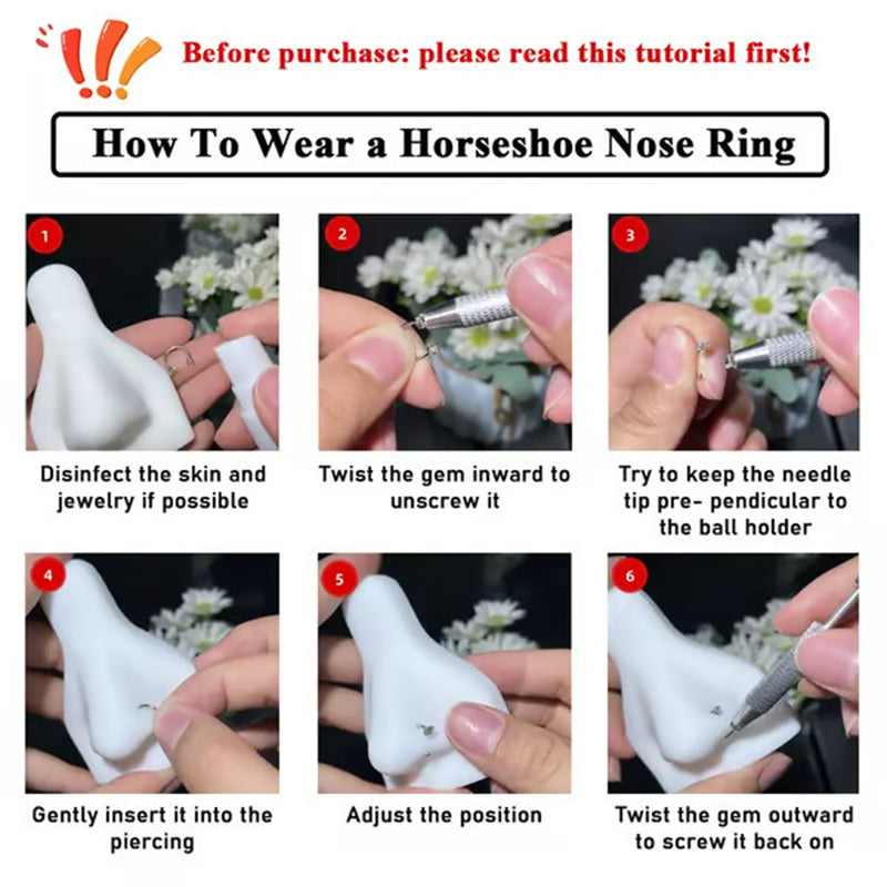 Zircon double-ended drill U-shaped nose ring