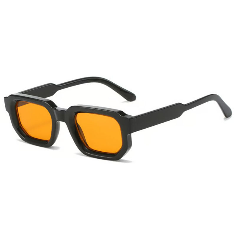Retro unisex rectangular frame sunglasses with UV400 protection