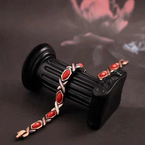 Antique-finish copper-colored magnetic bracelet