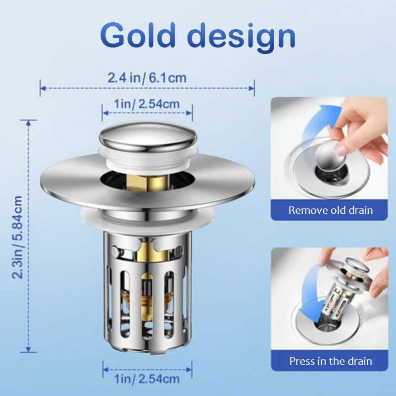 2-in-1 Bathroom Pop-Up Sink Stopper